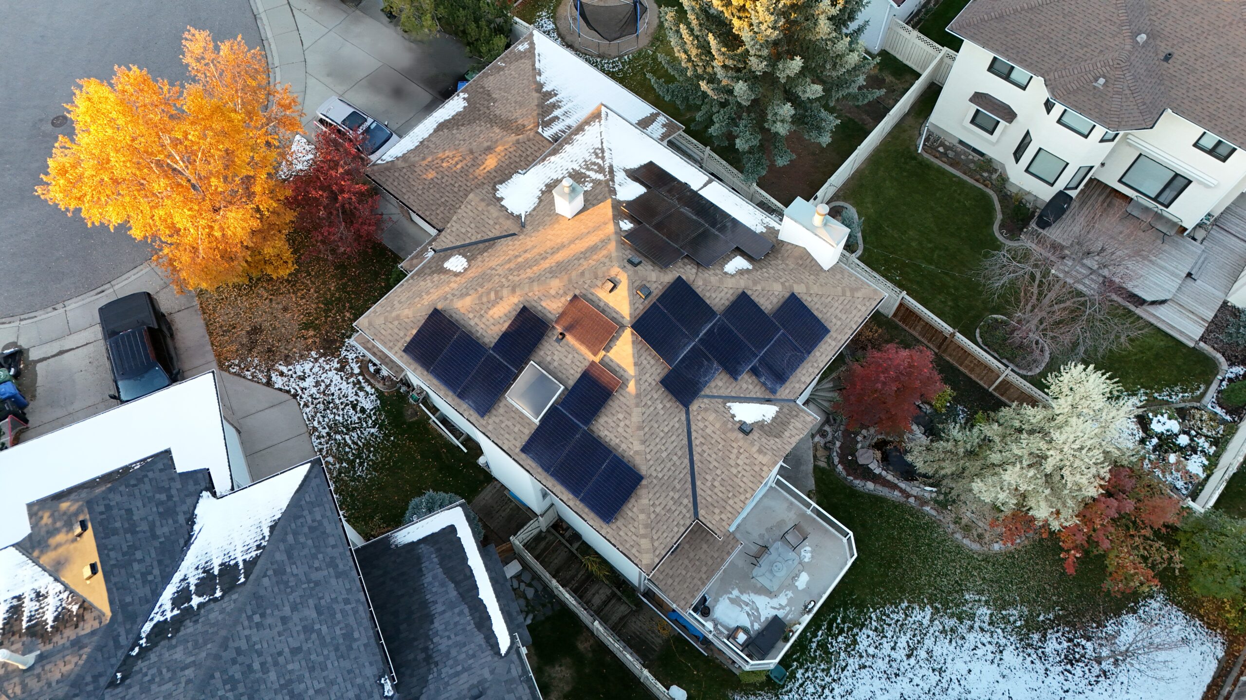 Solar panels in Alberta winter